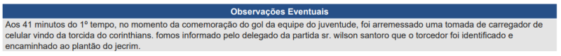 Súmula de Corinthians x Juventude, pela Copa do Brasil 2024