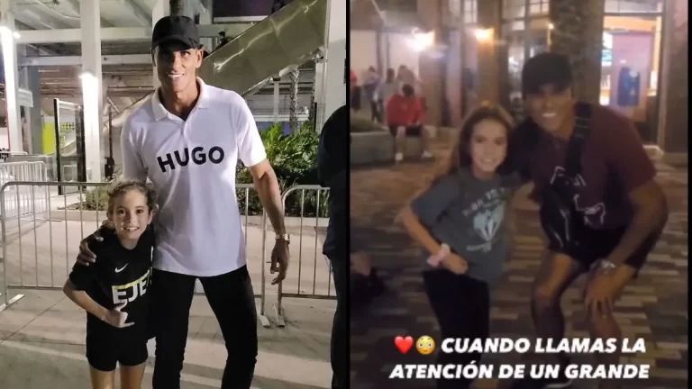 Rivaldo, leyenda brasileña, junto a Ana Paula Pinto, niña venezolana que sueña con ser futbolista profesional