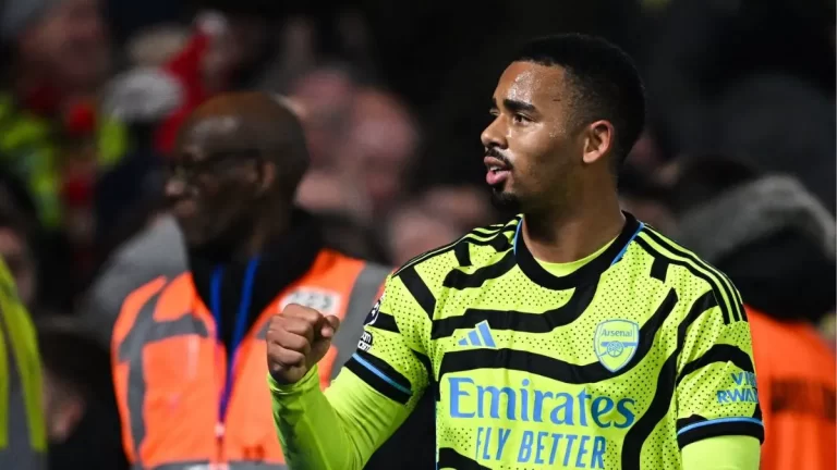 Gabriel Jesus celebra un gol en la Premier League con el Arsenal