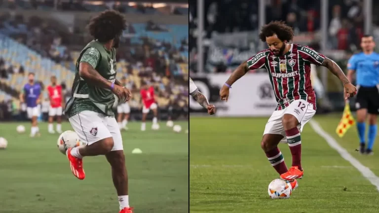 Marcelo, leyenda del Real Madrid y actual futbolista del Fluminense, realizó un lujo en el calentamiento previo al partido ante Colo-Colo