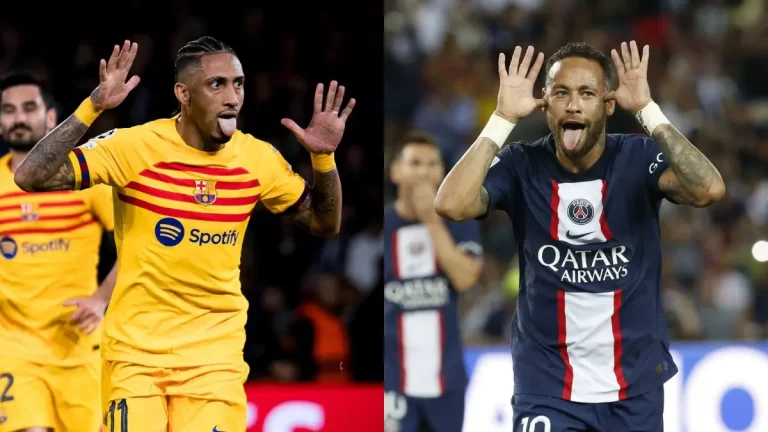 Raphinha celebró ‘a lo Neymar’ ante el PSG