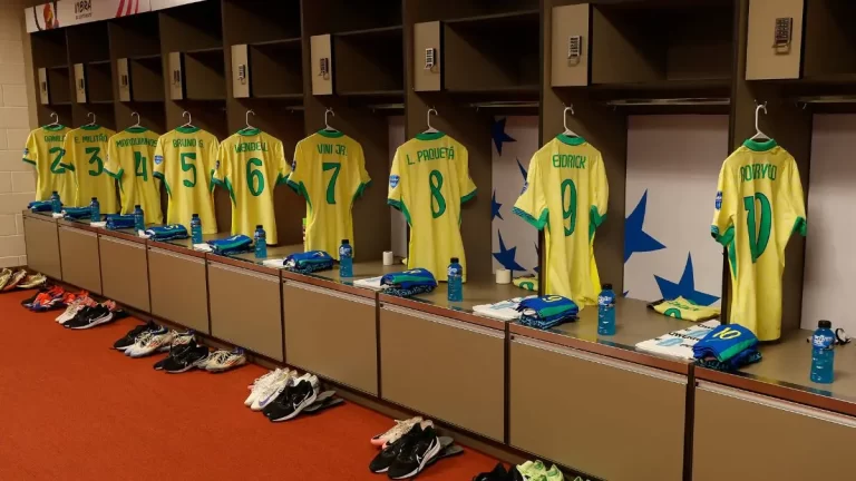 El vestuario de la Seleção brasileña previo al partido de la Copa América ante Colombia