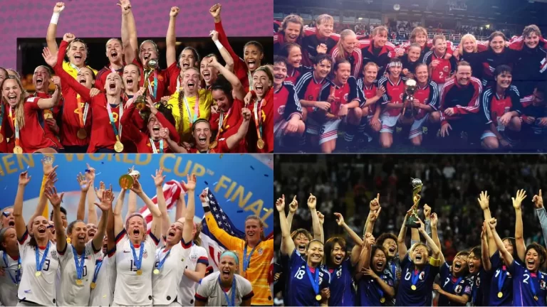 España, Noruega, Estados Unidos y Japón, selecciones que han logrado consagrarse como campeonas del mundo en el Mundial Femenino de la FIFA