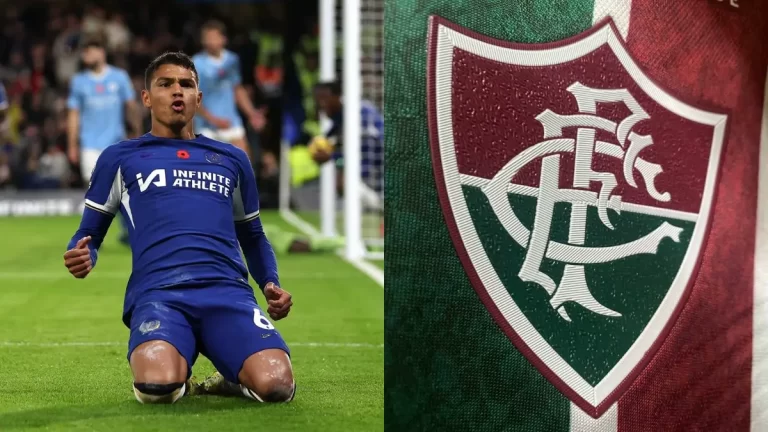 Thiago Silva, zaguero brasileño del Chelsea y el escudo del Fluminense