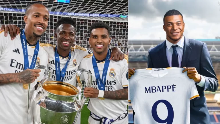 Vinicius Jr., Éder Militão y Rodrygo Goes celebraron la llegada de Kylian Mbappé